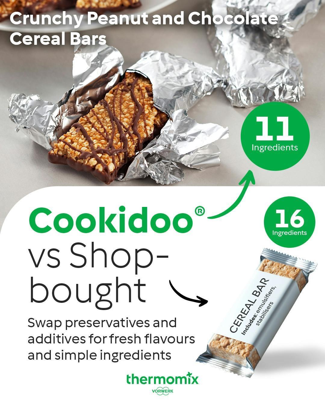 Peanut and chocolate cereal bars homemade vs packaged cereal bar